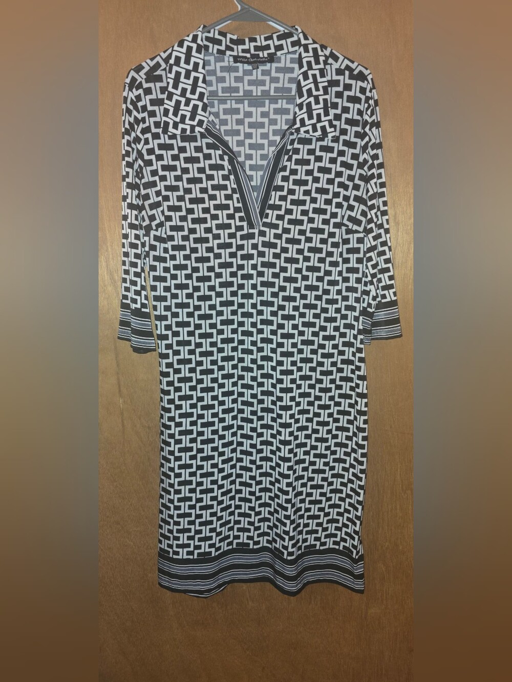 Mlle Gabrielle Black and White Geometric Midi Dress
